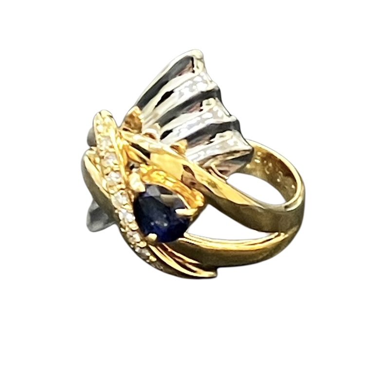 サファイア メレダイヤ K18 Pt900 18金 プラチナ900 750 リング