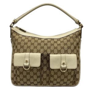 GUCCI（グッチ） ショルダーバッグ 153025 アビー,GG柄 レザー ベージュ×ダークブラウンバッグ