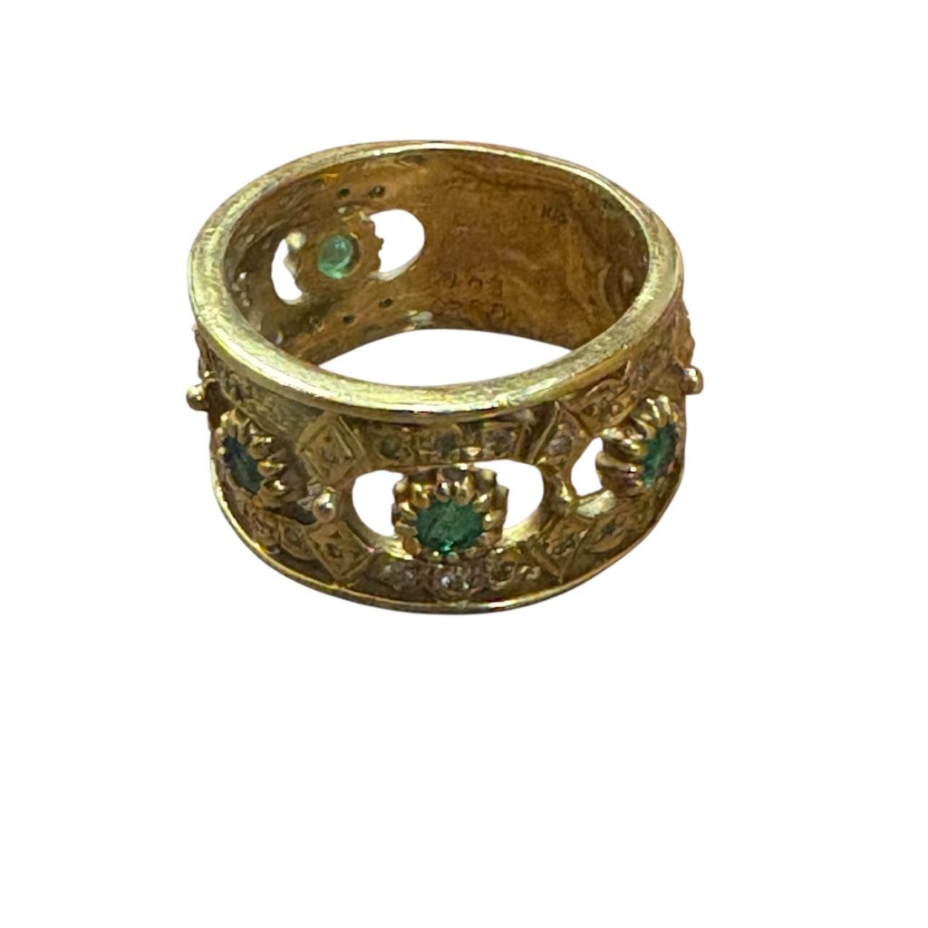 K18 エメラルド メレダイヤ デザインリング ジュエリー