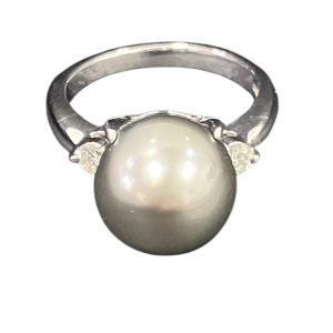 黒蝶真珠 メレダイヤ Pt900 プラチナ900 リング