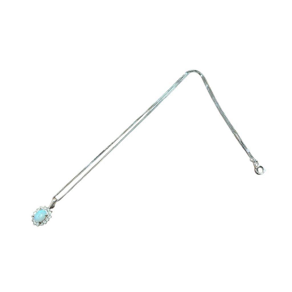 【K18WG (18金ホワイトゴールド)】オパール ネックレス