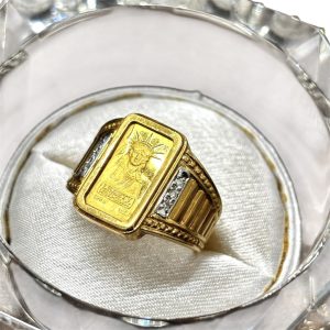 K18 Pt900 K24 コンビ リング 石あり