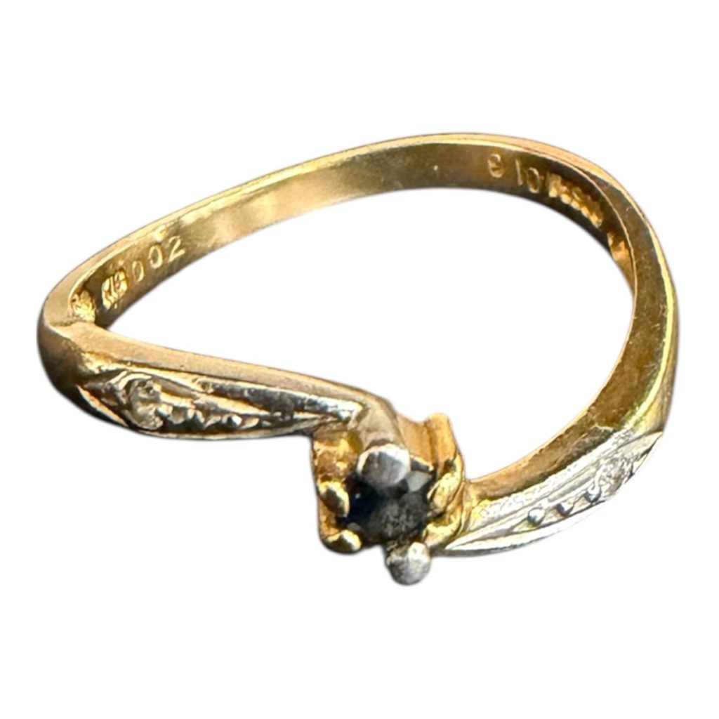 K18 Pt900 18金 750 リング コンビ 指輪 石あり