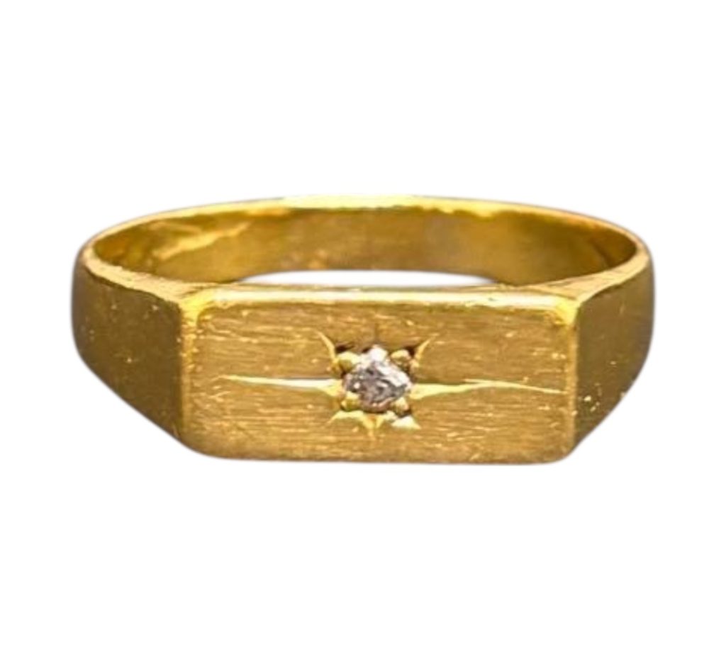 K24　24金　印台リング　ダイヤ