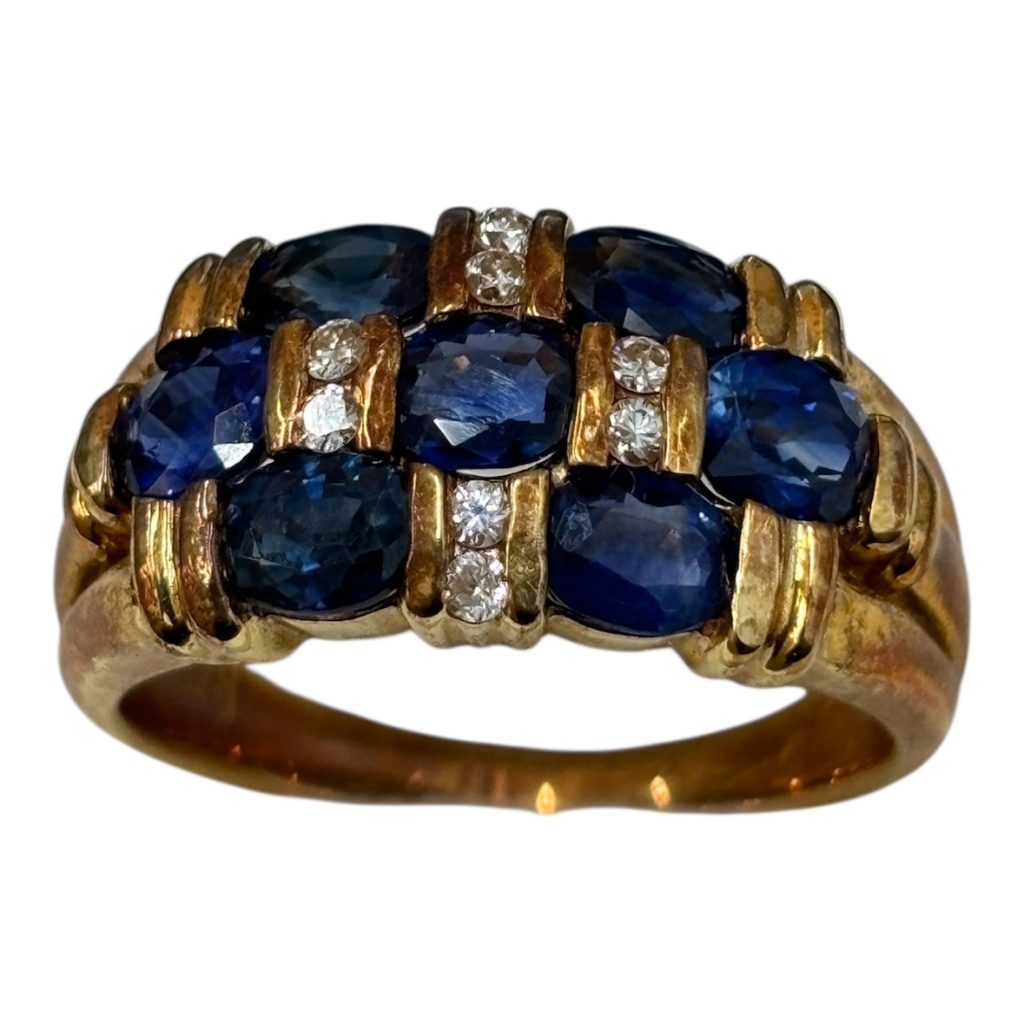 K18 18金 750 リング サファイア メレダイヤ