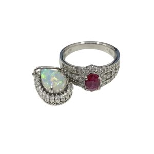 Pt900リング ルビー ダイヤ / Pt900ネックレストップ オパール ダイヤ