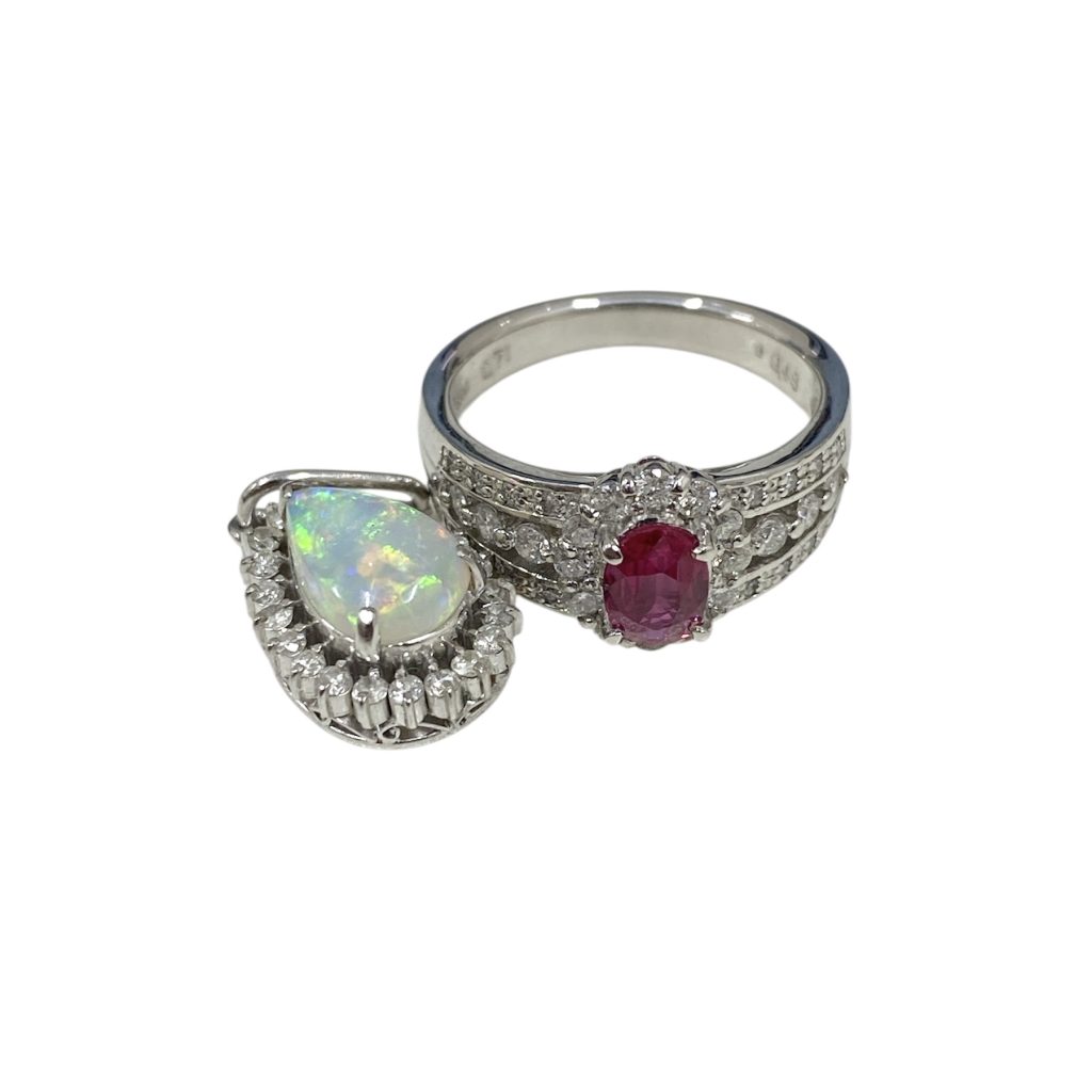 Pt900リング ルビー ダイヤ / Pt900ネックレストップ オパール ダイヤ