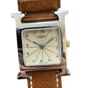 HERMES（エルメス） Hウォッチ HH1.210 ベージュ文字盤 ブラウンレザーストラップ