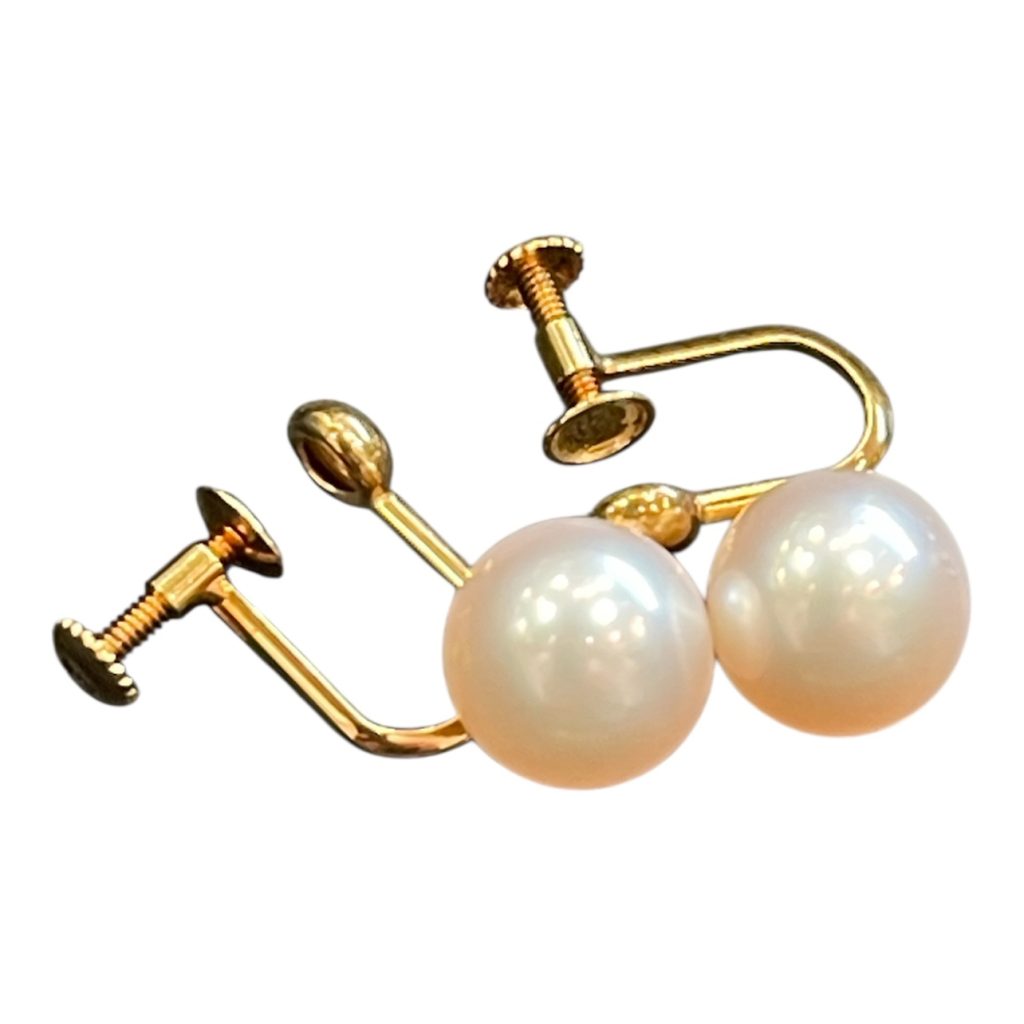 K18(18金)パール付イヤリング