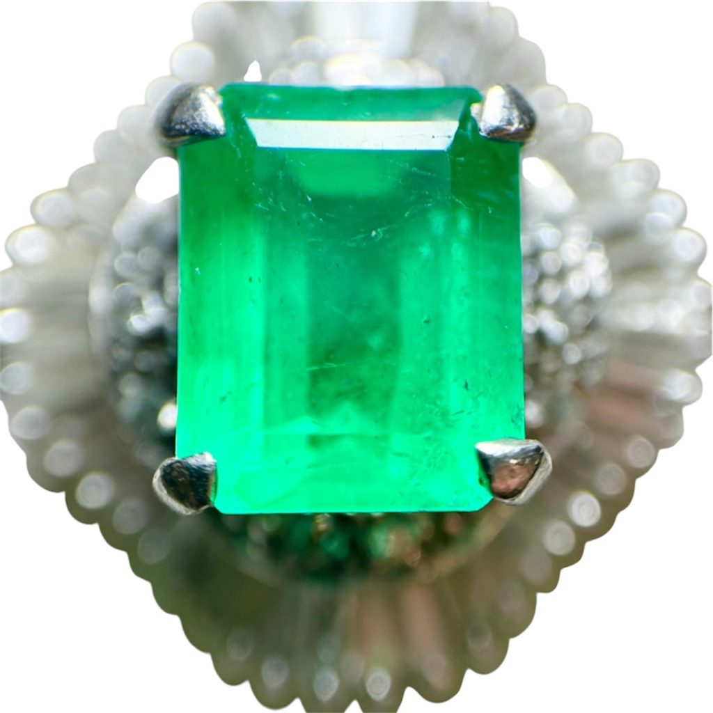 Pt900 プラチナ900 エメラルド 3ct／メレダイヤ1ct 札幌市 白石区 菊水