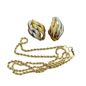 K18/PT900 コンビイヤリング　　 K18チェーンネックレス