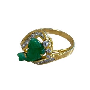 K18 750 翡翠 リング 石付き 18金