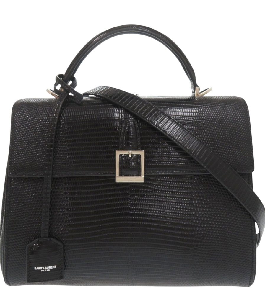 サンローラン ル フェルモワール リザード ブラック 2WAY ハンドバッグ