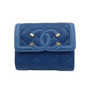 CHANEL(シャネル) CCフィグリー キャビアスキン コンパクトウォレット