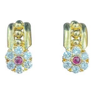 K18 750 イヤリング ダイヤ・ルビー付き