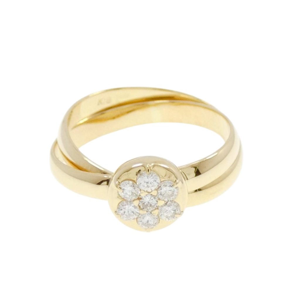 K18 18金 リング フラワー ダイヤモンド