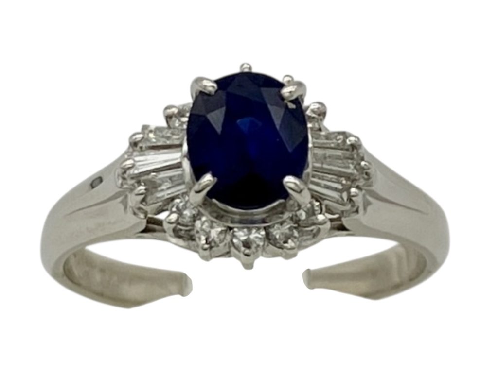 Pt850　プラチナ　リング　指輪　サファイヤ　ダイヤ