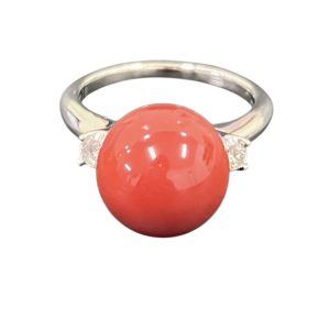 珊瑚 メレダイヤ Pt900 プラチナ900 リング