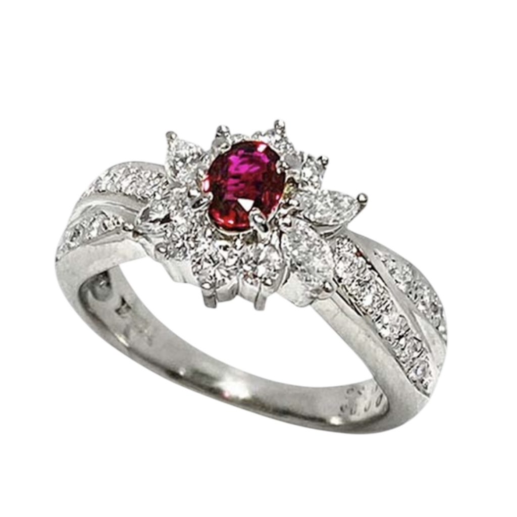 Pt900(プラチナ) ルビー0.5ct メレ0.82ct リング