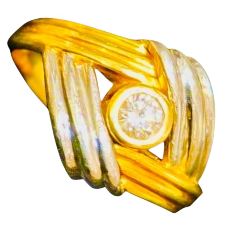 Pt900＆K18ダイヤ付きリング