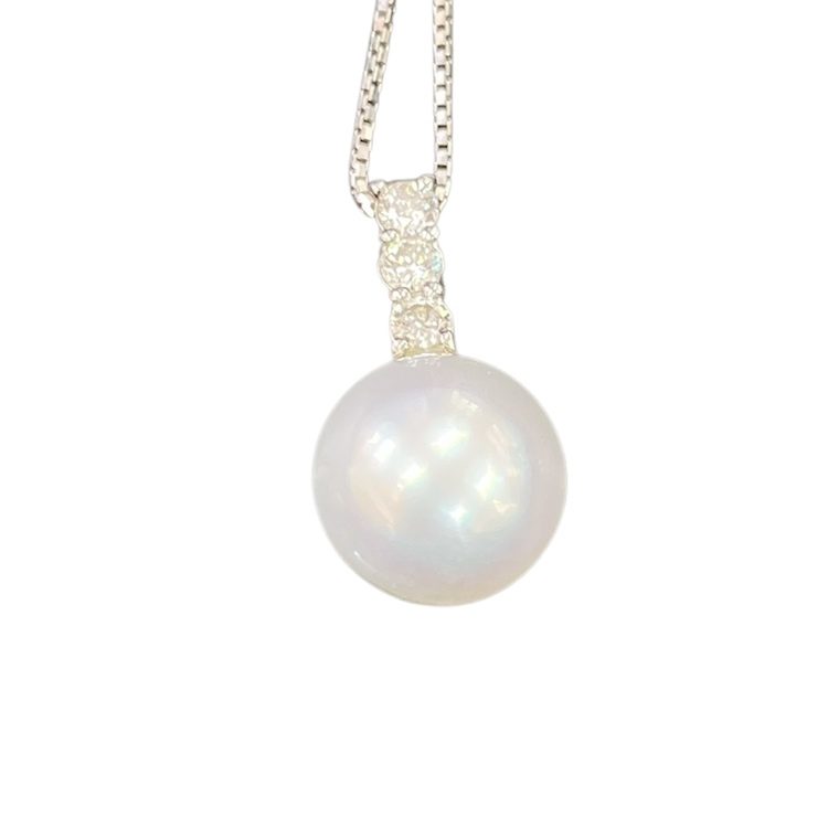 真珠 メレダイヤ K18WG 18金ホワイトゴールド 750 ネックレス