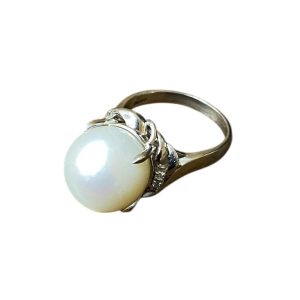 Pt900　プラチナ　リング　石付き　パール