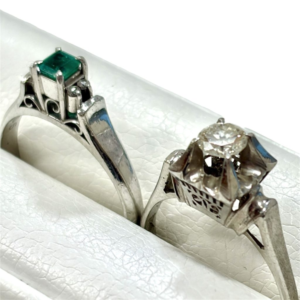 Pt850 プラチナ エメラルドリング Pt900 プラチナ ダイヤモンドリング 指輪