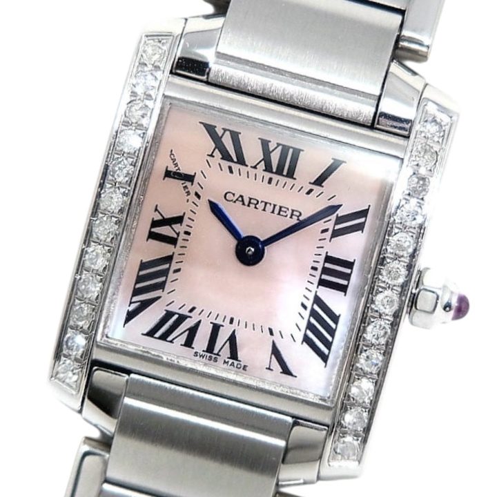 【Cartier (カルティエ)】タンク フランセーズ SM ダイヤモンドベゼル ピンクシェル