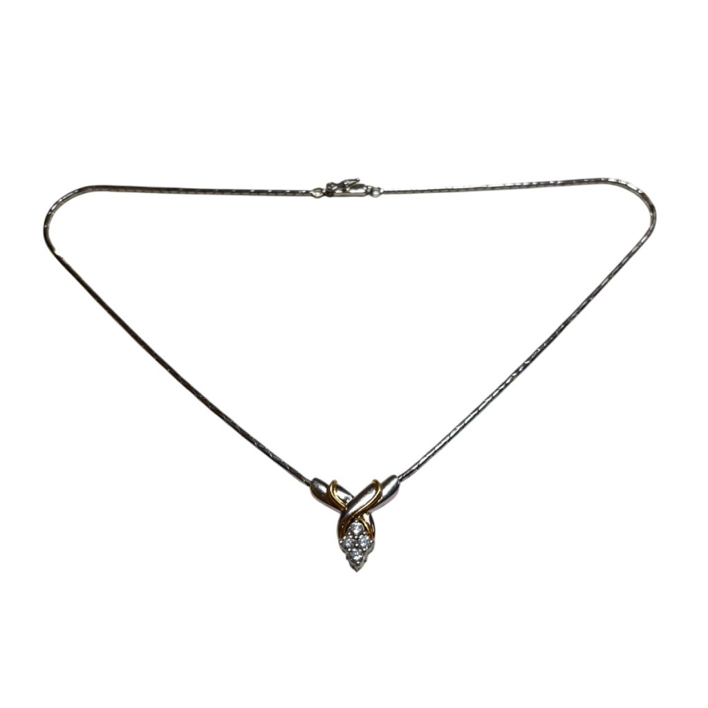 Pt900／K18イエローゴールド コンビ　ダイヤモンドネックレス