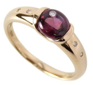 K18 ガーネット ダイヤモンド リング 指輪 ピンクゴールド