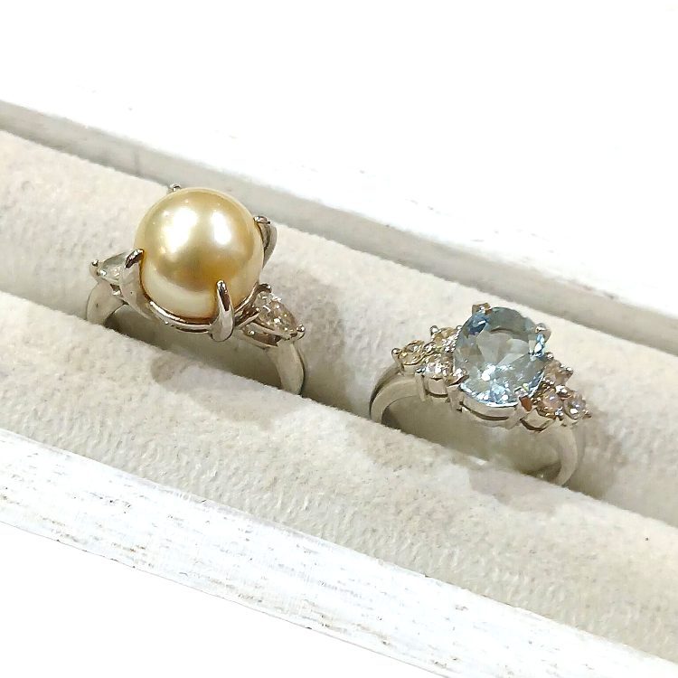 【Pt850リング】プラチナ850・貴金属・アクセサリー・ジュエリー・パール・アクアマリン・指輪