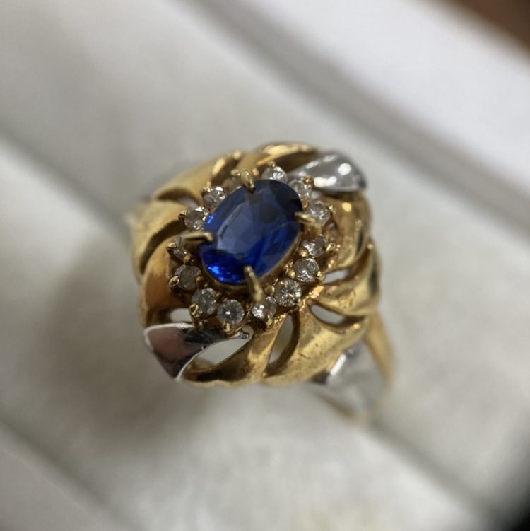 K18 Pt900 コンビリング サファイア