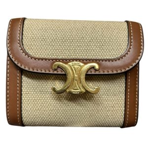 セリーヌ（CELINE）スモールフラップウォレット トリオンフ／テキスタイル&カーフスキン（型番：10D782DB2.02NT）