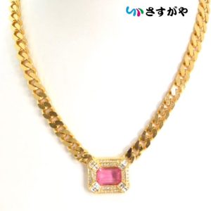 Dior ディオール カラーストーン ネックレス GP メッキ ヴィンテージ