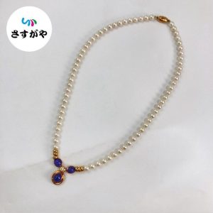 K18 ネックレス パール/タンザナイト/ダイヤ