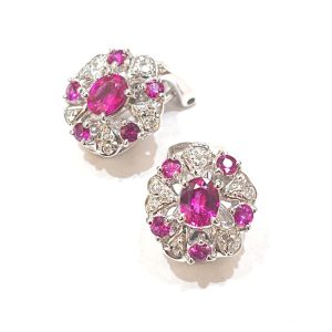 K14WG ルビー メレダイヤモンド イヤリング