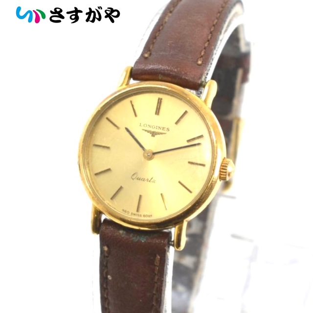 LONGINES ロンジン ラウンド ゴールドカラー クオーツ式 年代物 時計の 