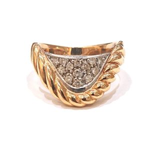 K18/Pt900 メレダイヤ デザインリング