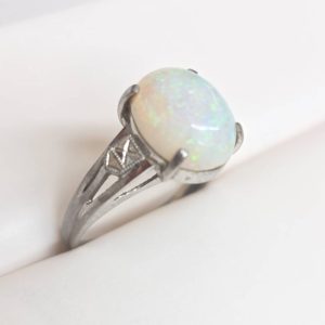 K14WG ホワイトオパールリング