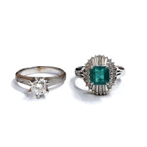 プラチナ900 (Pt900) リング ダイヤモンド エメラルド ラグジュアリー ジュエリー 指輪 | 根室市光洋町