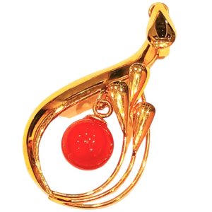 K18(18金)珊瑚付きネックレストップ