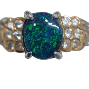 函館市【K18 ブラックオパール×メレダイヤ リング】を高価買取しました