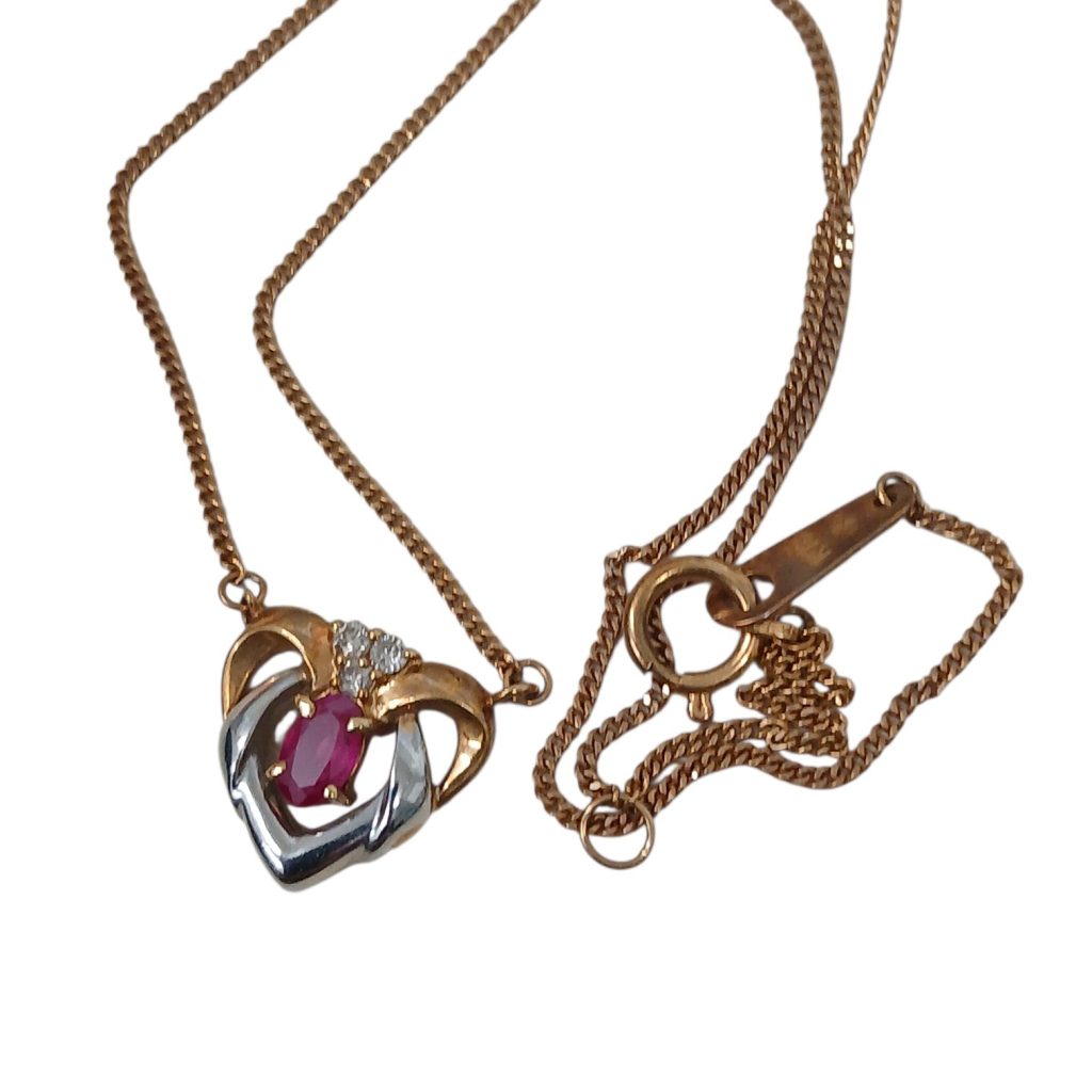 【函館市】K18/Pt850 ネックレス｜ルビー＆メレダイヤ付きジュエリーを丁寧に査定