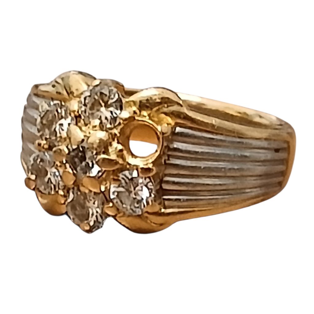 K18 Pt900 メレダイヤモンド コンビ リング