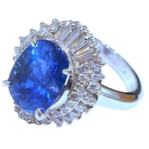 Pt900(プラチナ)サファイア＆ダイヤ付きリング