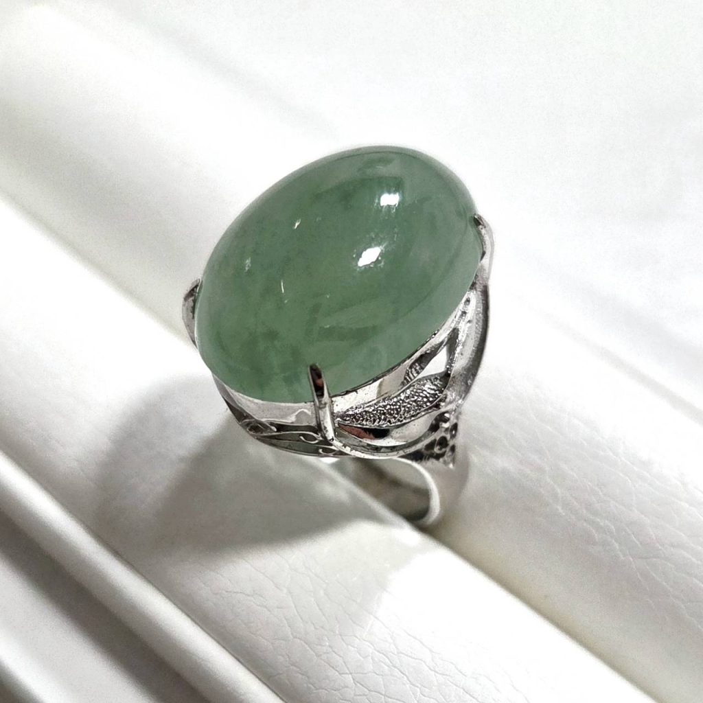 K14WG 14金ホワイトゴールド 翡翠 リング 指輪 アクセサリー