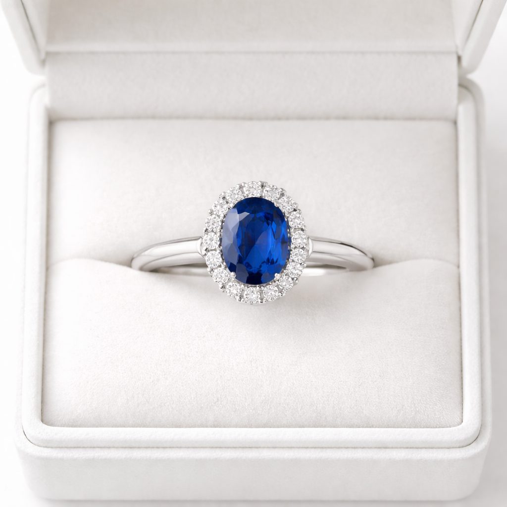 Pt900（プラチナ900）サファイア・ダイヤモンドリング