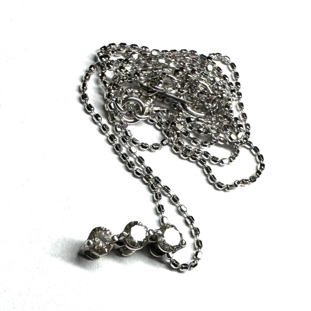 【貴金属】K14WG（14金/585）メレダイヤ付 ネックレス ジュエリー アクセサリー