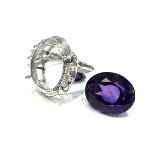 【貴金属】Pt900（プラチナ） 石取れ リング ジュエリー アクセサリー アメシスト