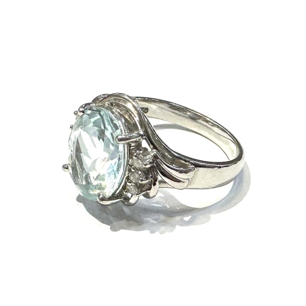 【貴金属】Pt850（プラチナ） アクアマリン付リング ジュエリー アクセサリー